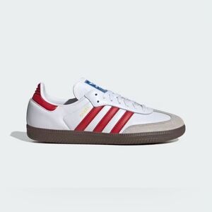 Adidas Samba OG Shoes, White and Red Classic, Pre-owned, Size M 10.5